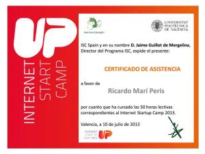 Certificado de asistencia al ISC Spain